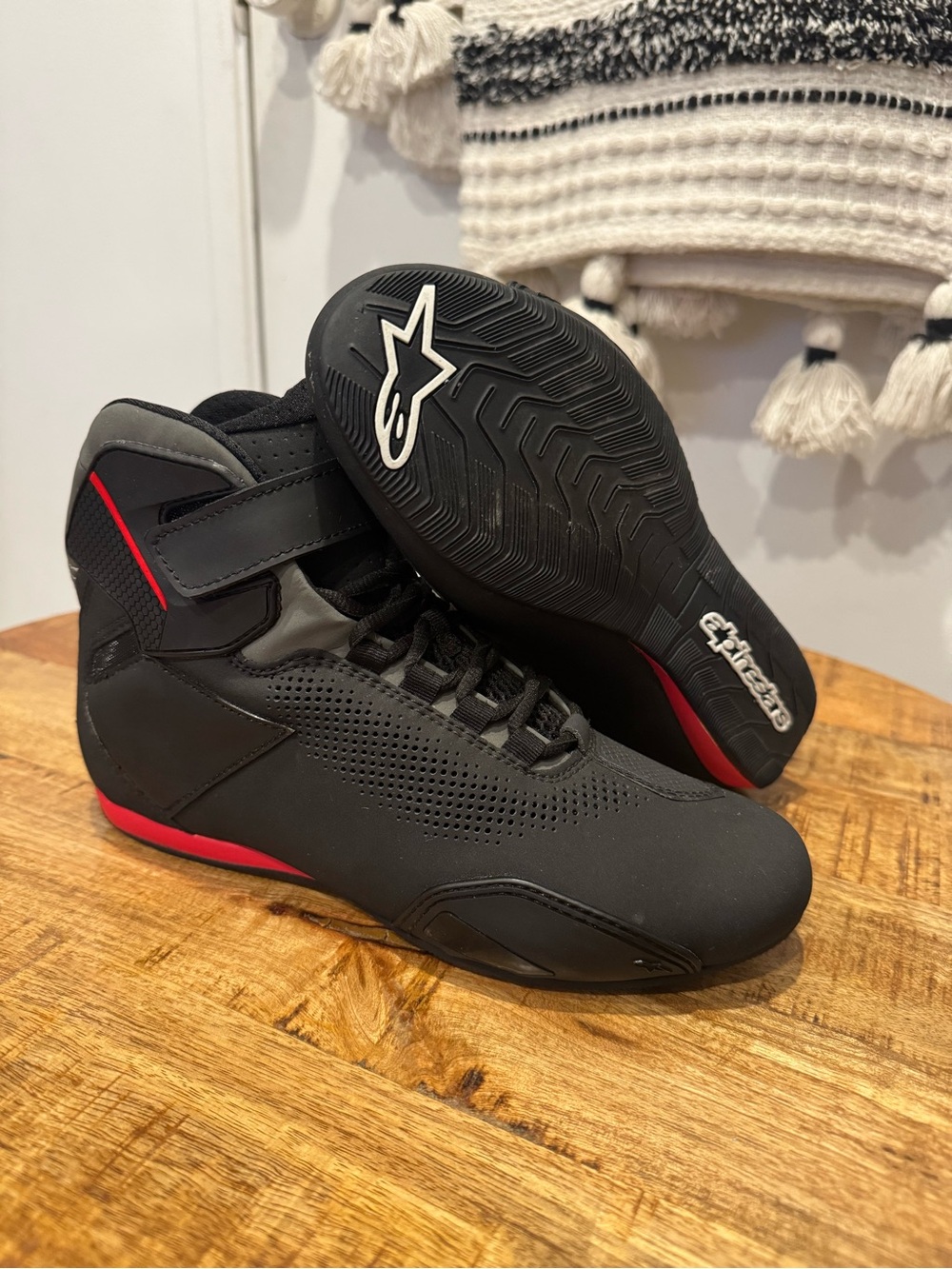 Alpinestars Sektor Vented Motorcycle Riding Shoes Black Red US 6 EU 38